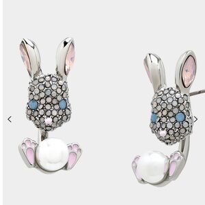 Betsey Johnson Silver and Pink Bunny Earrings